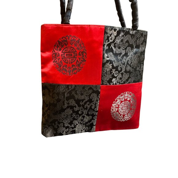 Chinese Brocade Square Tote Bag With Embroidered Design - Picture 4 of 4